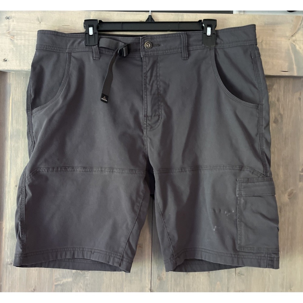 Prana Stretch Zion Cargo Shorts Hiking Casual Gray Men's Size‎ 38x10 READ
